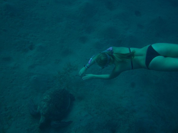 Sarah mit Schildkröte